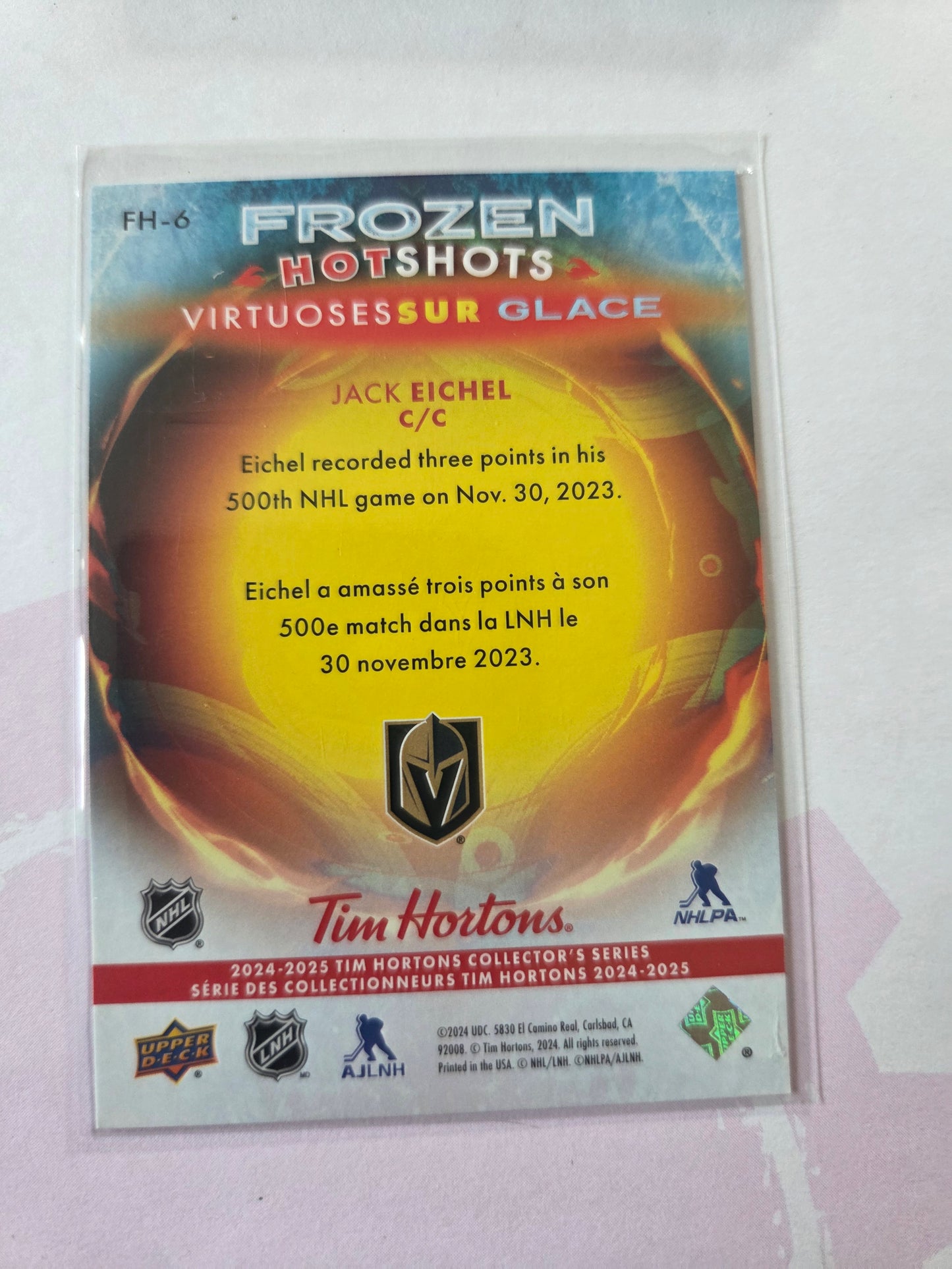 Jack Eichel Upper Deck Frozen Hot Shots [Las Vegas Golden Knights]