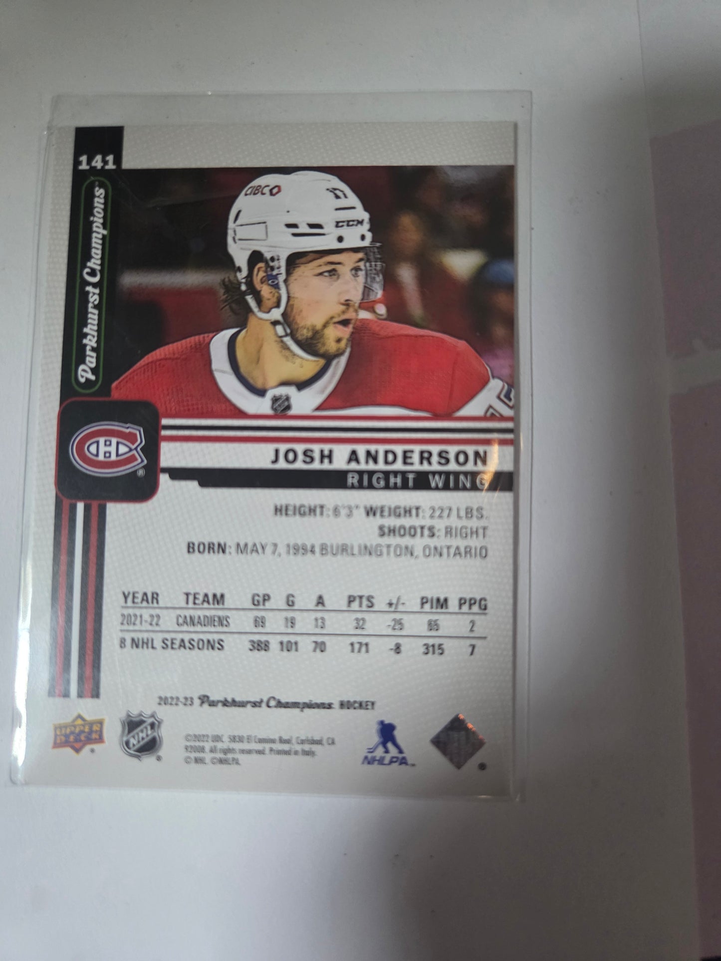 Josh Anderson Parkhurst Champions Veteran #141 [Montreal Canadians]