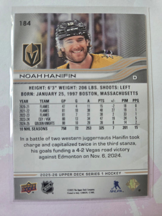 Noah Hanifin Upper Deck Series 1 #184 [Las Vegas Golden Knights]