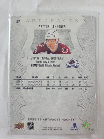 Artturi Lehkonen Upper Deck Artifacts Hockey #82 [Colorado Avalanche]