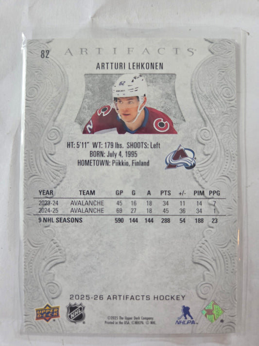 Artturi Lehkonen Upper Deck Artifacts Hockey #82 [Colorado Avalanche]