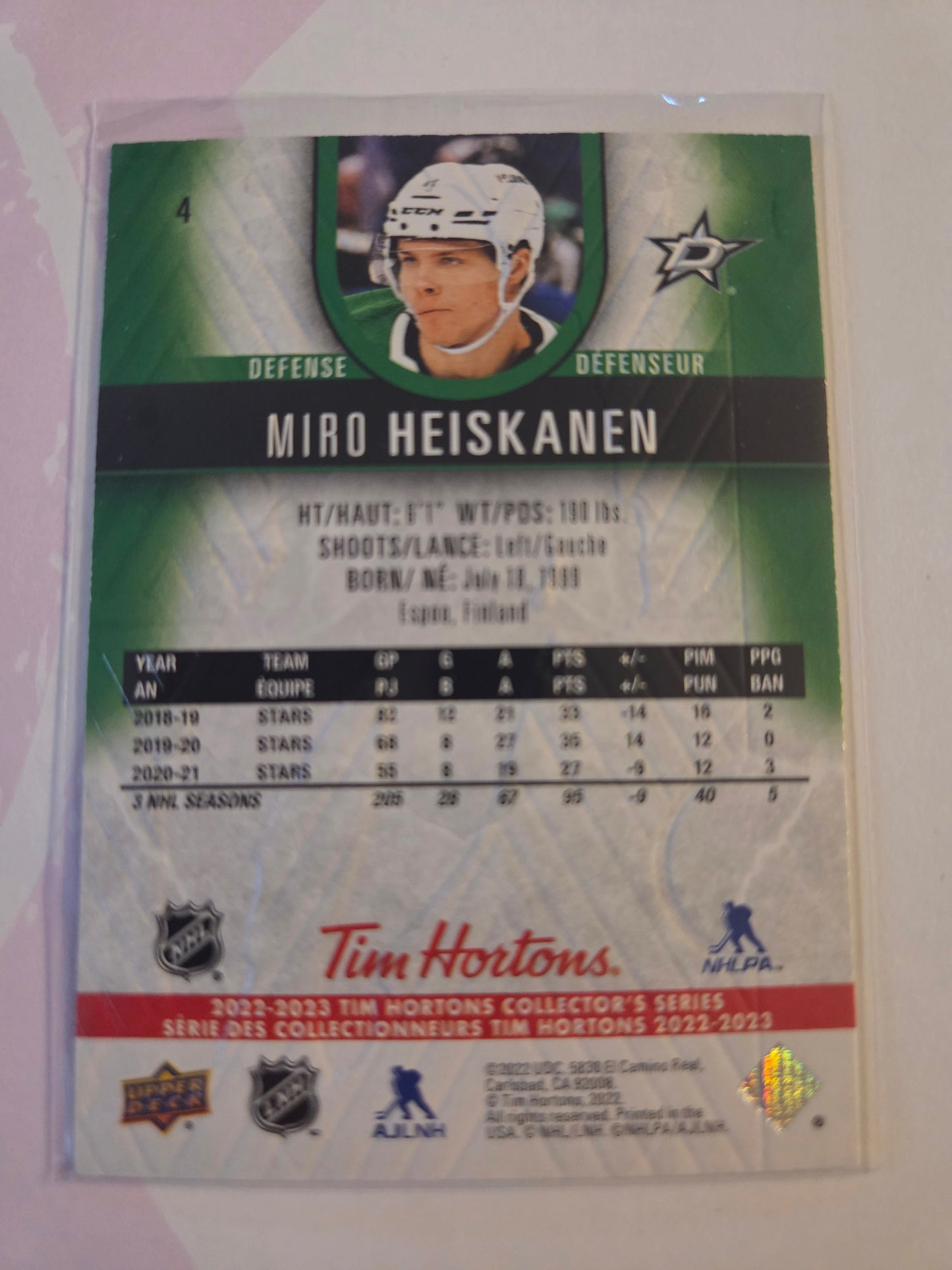 Miro Heiskanen Upper Deck Tim Hortons #4 [Dallas Stars]