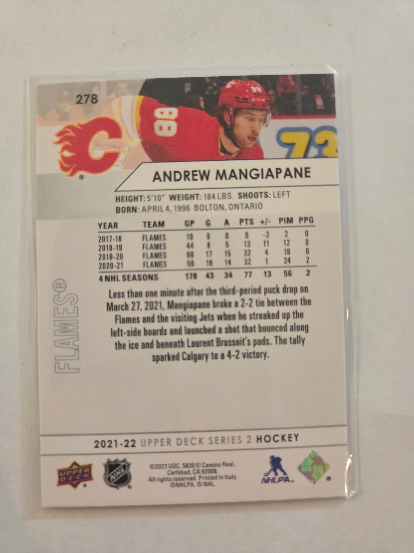 Andrew Mangiapane Upper Deck Series 2 #278 [Calgary Flames]
