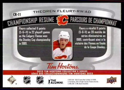 2022-23 UD Tim Hortons Legends Championship Resume Theoren Fleury #CR11 [Tim Hortons]