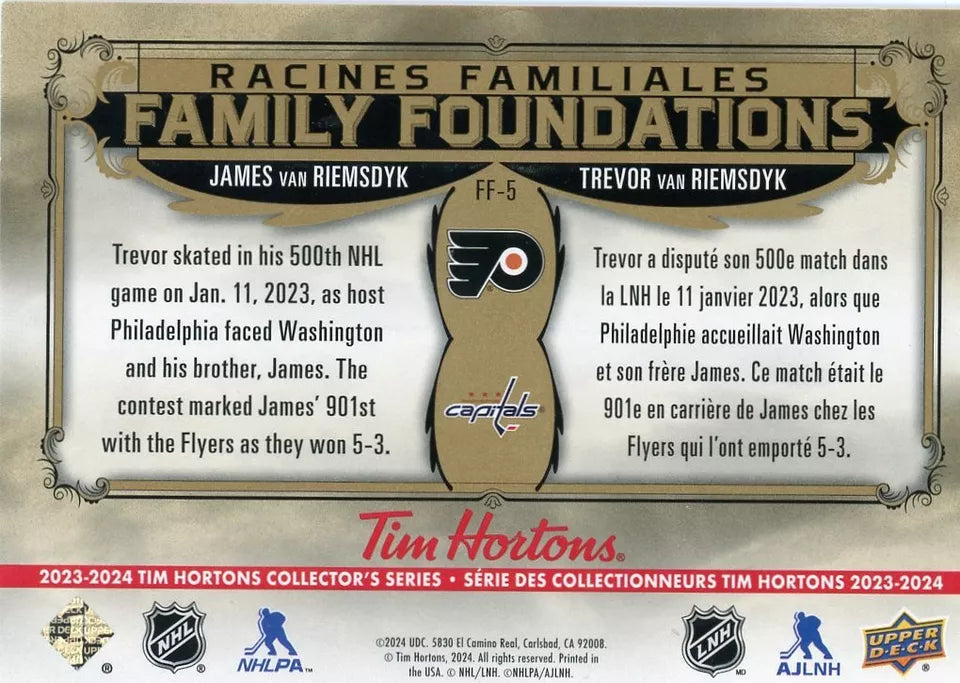 2023-24 Tim Hortons Duos Family Foundations James & Trevor Van Riemsdyk FF-5 [Tim Hortons]