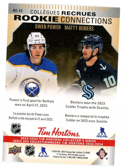 2023-24 Tim Hortons Greatest Duos Rookie Connections #RC12 Owen Power/Matty Beniers [Tim Hortons]