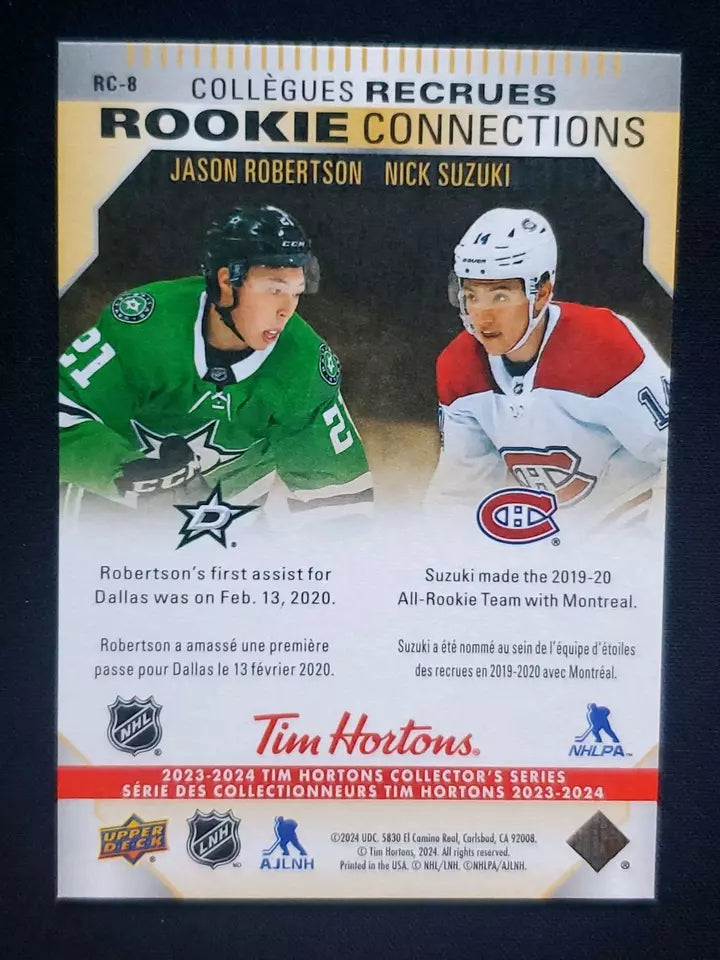 2023-24 Tim Hortons Greatest Duos Rookie Connections #RC8 Jason Robertson/Nick Suzuki [Tim Hortons]