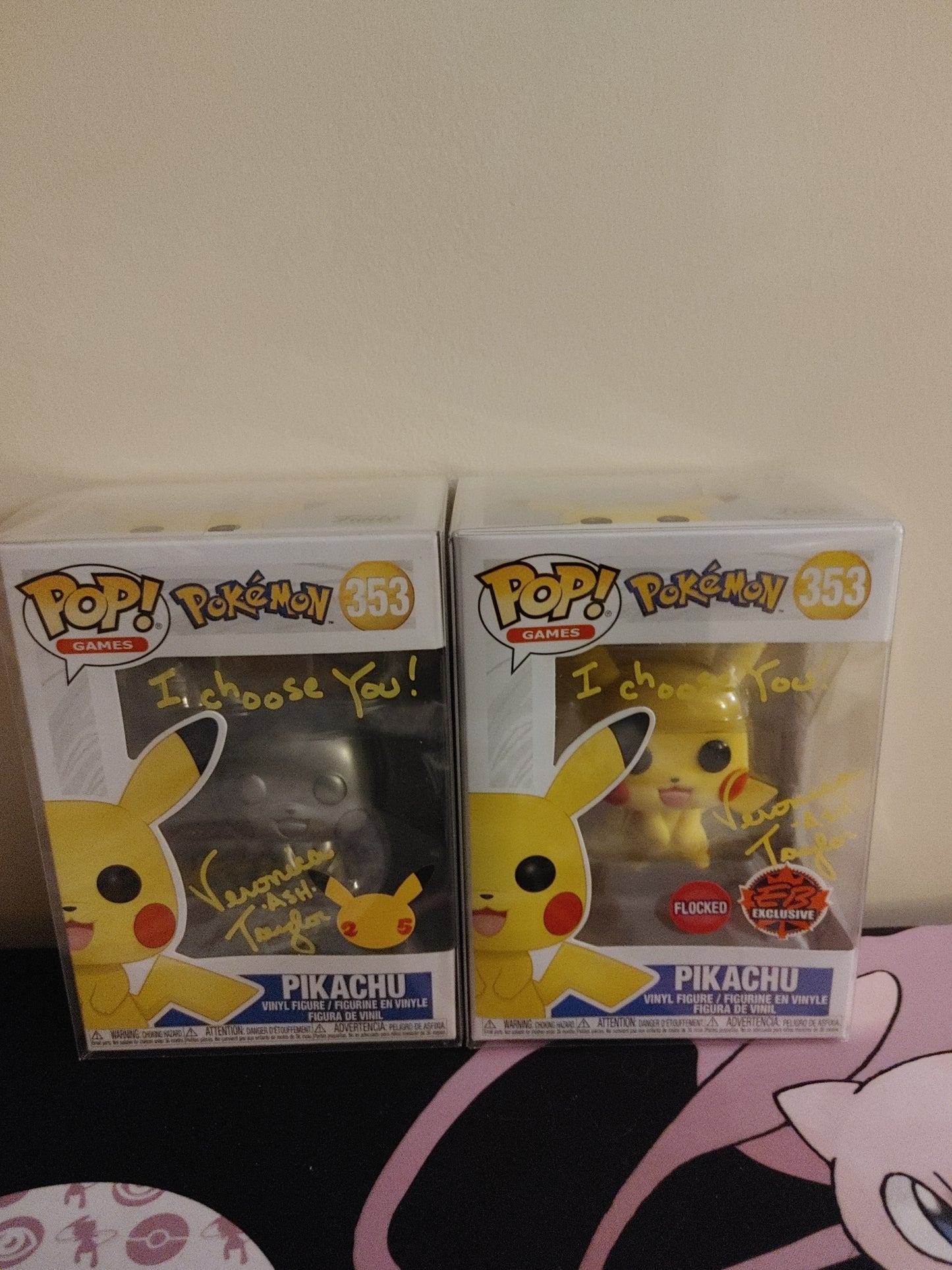 Signed Veronica Taylor Pikachu Funko Flocked and Silver