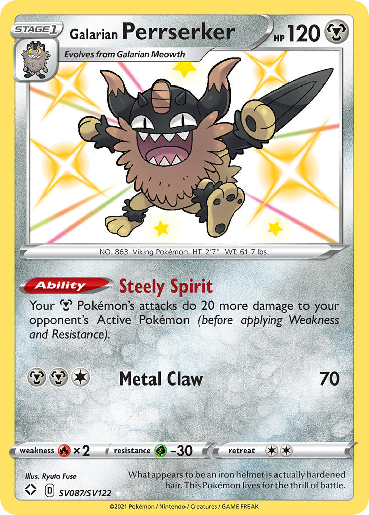 Galarian Perrserker (SV087/SV122) [Épée et bouclier : Shining Fates] 
