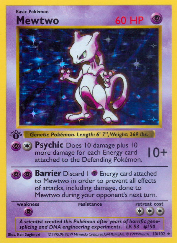 Mewtwo (10/102) (Shadowless) [Ensemble de base 1ère édition] 