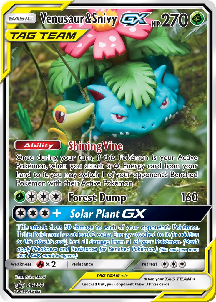 Venusaur & Snivy GX (SM229) [Sun & Moon: Black Star Promos][Yuka Morii]