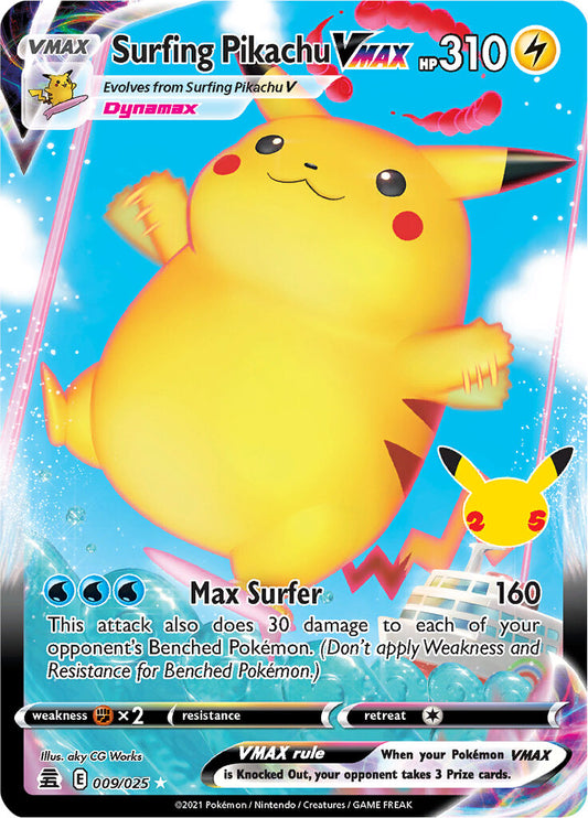 Surf Pikachu VMAX (009/025) [Célébrations : 25e anniversaire] 