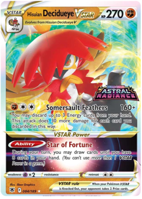 Hisuian Decidueye VSTAR (084/189) (Carte Jumbo) [Épée et Bouclier : Astral Radiance] 