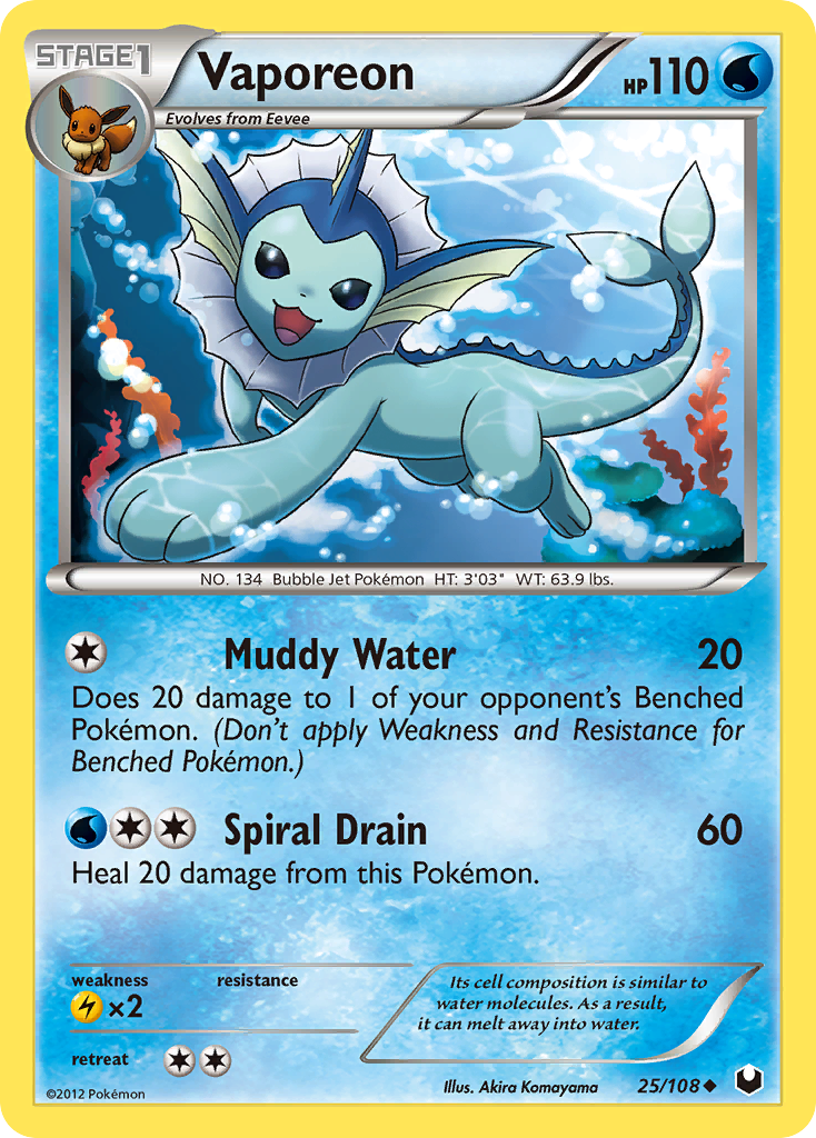Vaporeon (25/108) [Noir &amp; Blanc : Explorateurs sombres] 