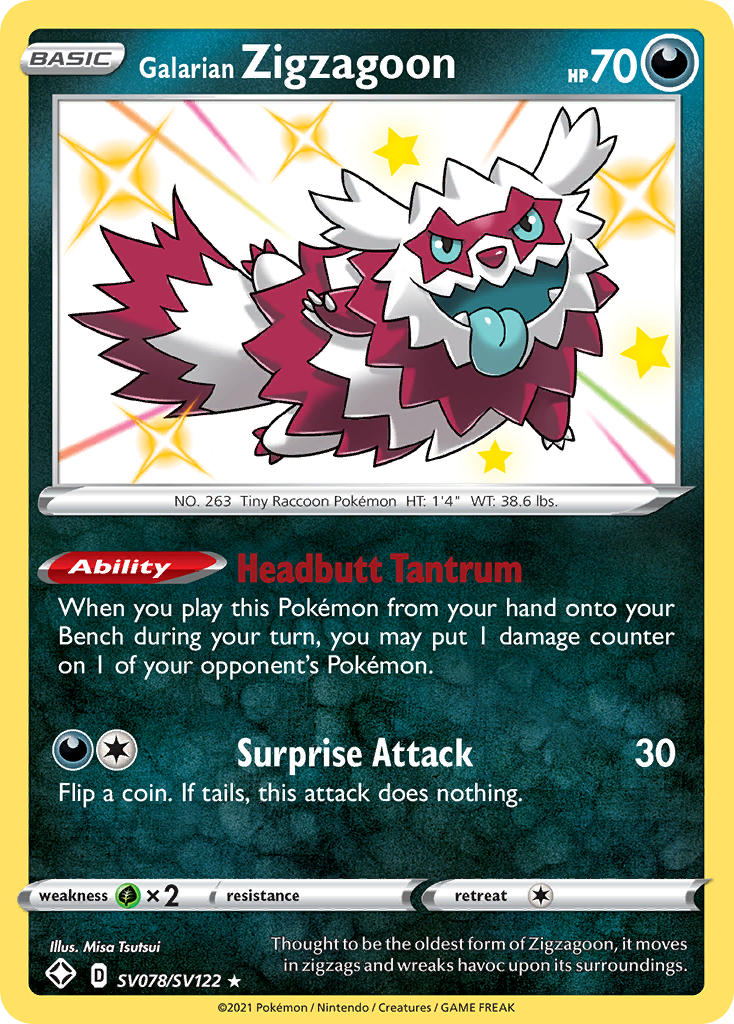 Galarian Zigzagoon (SV078/SV122) [Épée et bouclier : Shining Fates] 
